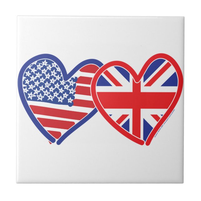 Carreau Coeurs du drapeau américain Union Jack (Devant)