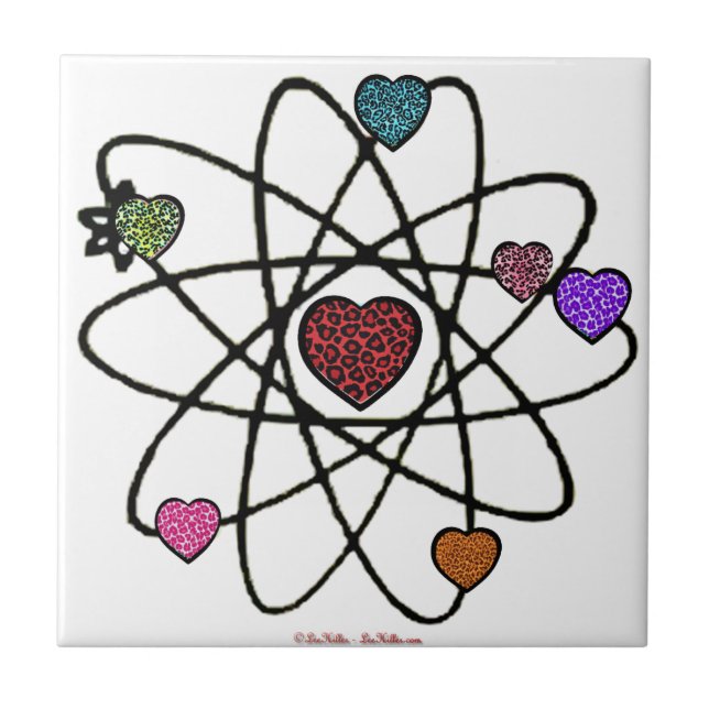 Carreau Coeurs Empreintes de léopard de Valentine atomique (Devant)
