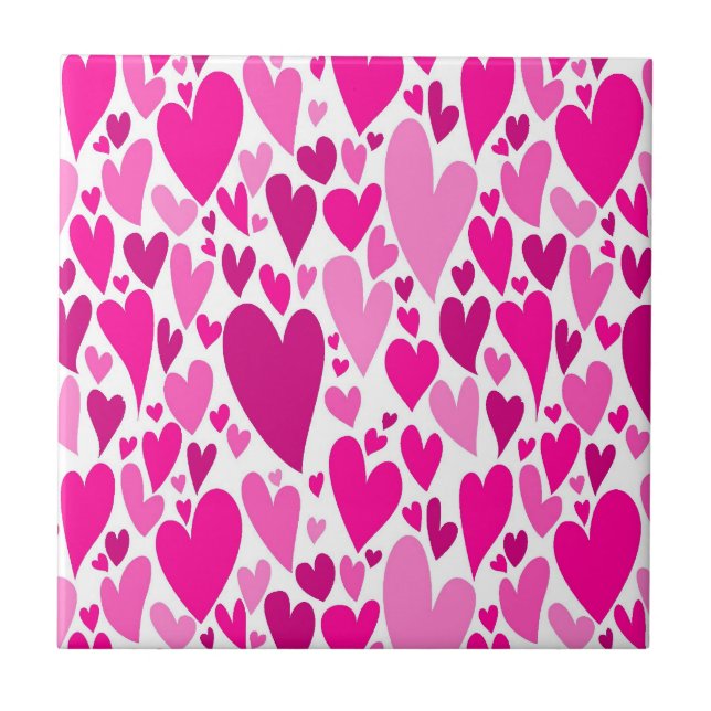 Carreau Coeurs roses super et romantiques Saint-Valentin (Devant)
