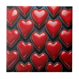 Carreau Coeurs rouges brillants