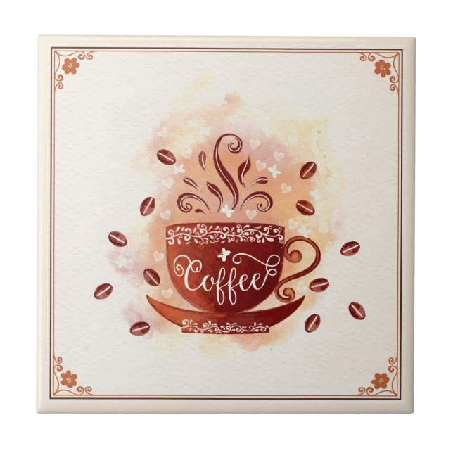 Carreau Coffee Cup Art pour votre cuisine (Devant)