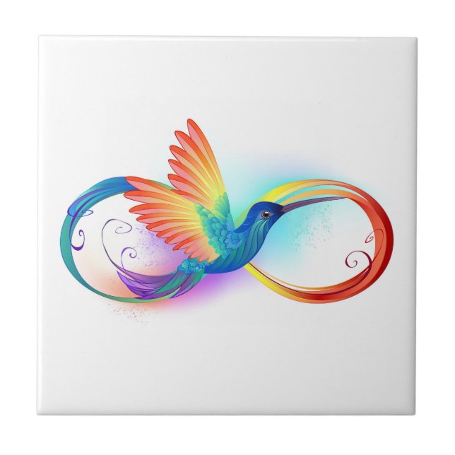 Carreau Colibri arc-en-ciel avec symbole Infinity (Devant)