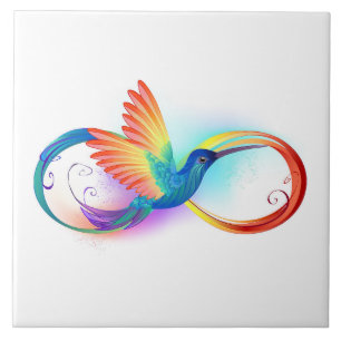 Carreau Colibri arc-en-ciel avec symbole Infinity