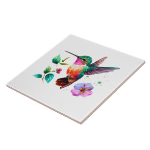 Carreau Colibri et fleurs aux couleurs vives