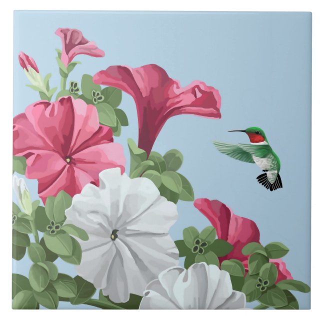 Carreau Colibri et pétunias (Devant)