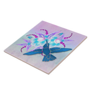 Carreau Colibri Floral Art Déco