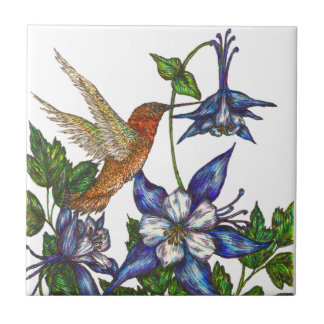 Carreau Colibri roux et Columbine