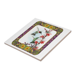 Carreau Colibris et fleurs #5