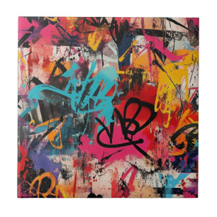 Carreau Collage de graffiti urbain avec peinture aux coule