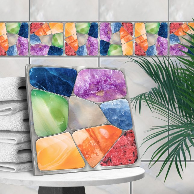 Carreau Collage de mosaïque de pierres précieuses (Créateur téléchargé)