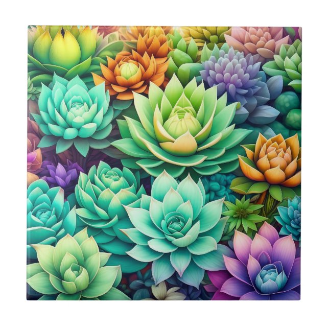 Carreau Collage de succulents colorés (Devant)