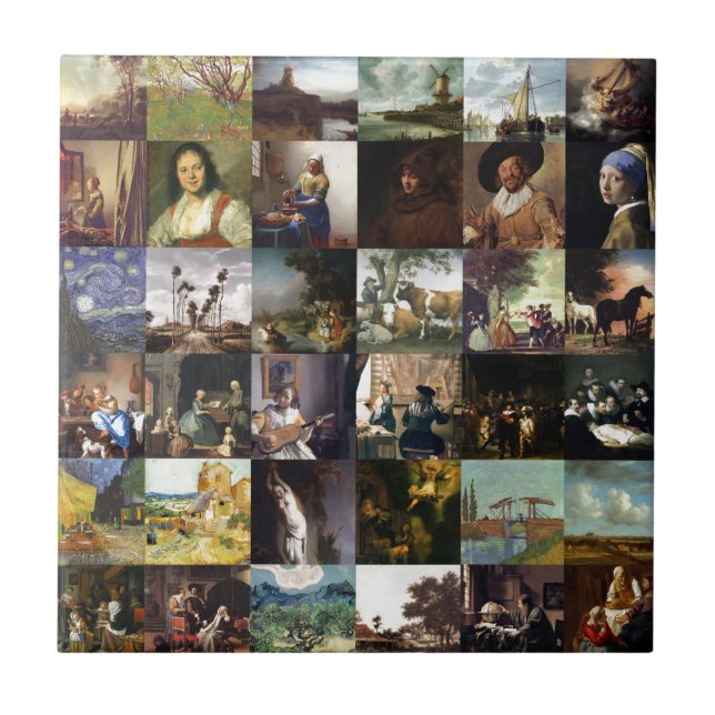 Carreau Collage des peintures de Van Gogh, de Vermeer, (Devant)