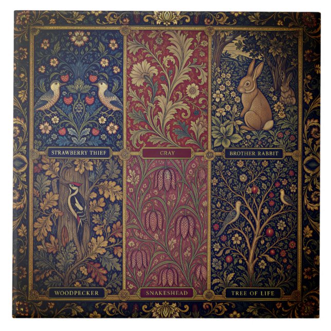 Carreau Collage grand patchwork de William Morris (Devant)