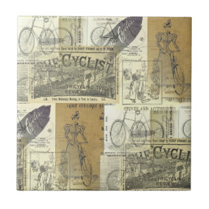 Carreau Collage publicitaire vintage pour vélos et cyclist