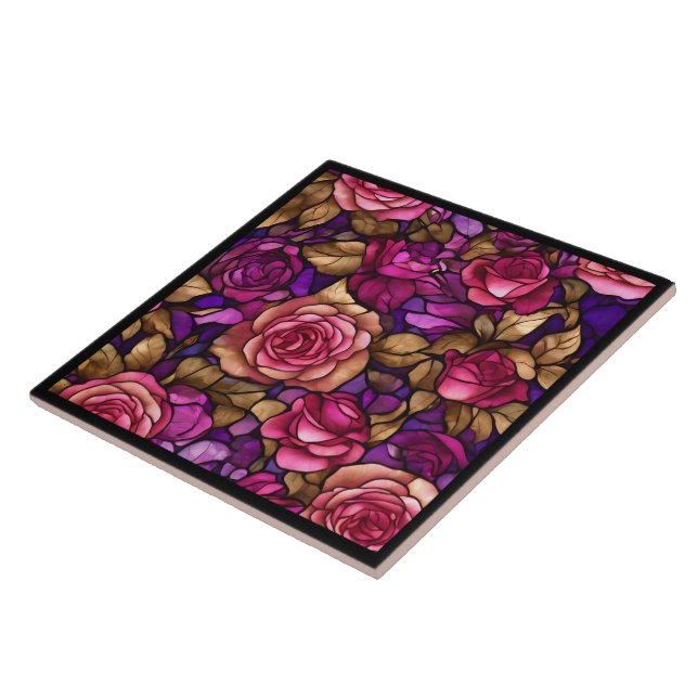 Carreau Collection élégante Rose en verre teint tendance (Côté)