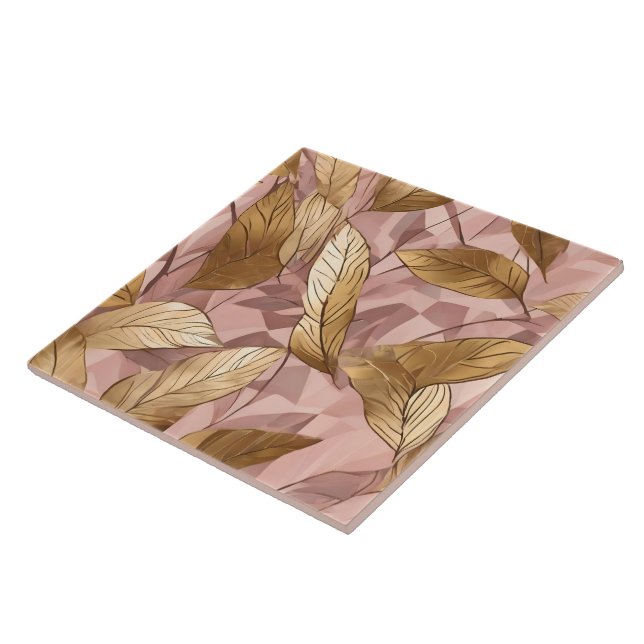 Carreau Collection Feuille tendance de Boho Rose Rose rose (Côté)