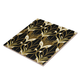 Carreau Collection moderne Art déco d'or noir