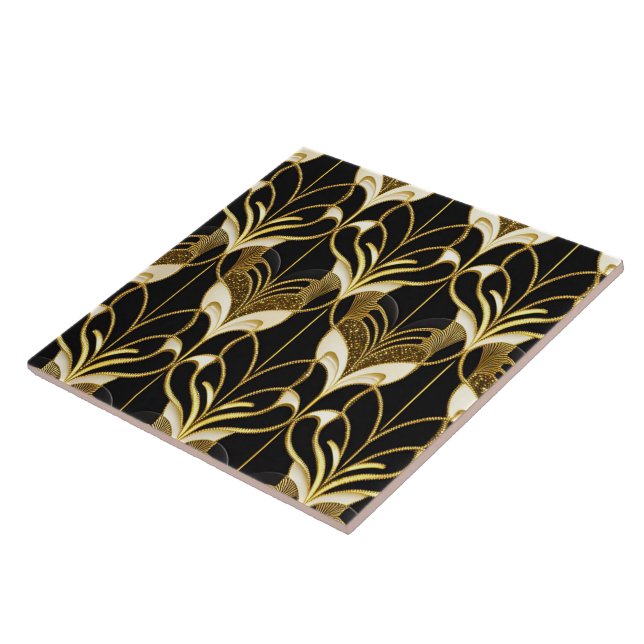 Carreau Collection moderne Art déco d'or noir (Côté)