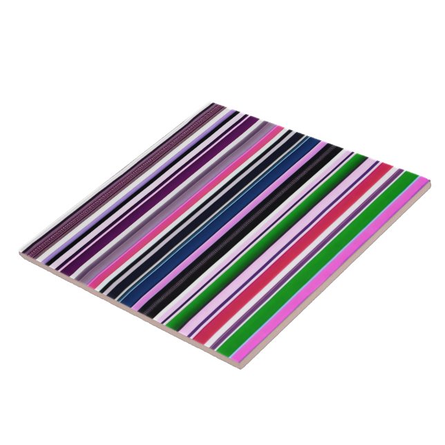 Carreau Collection moderne de rayures violettes roses (Côté)