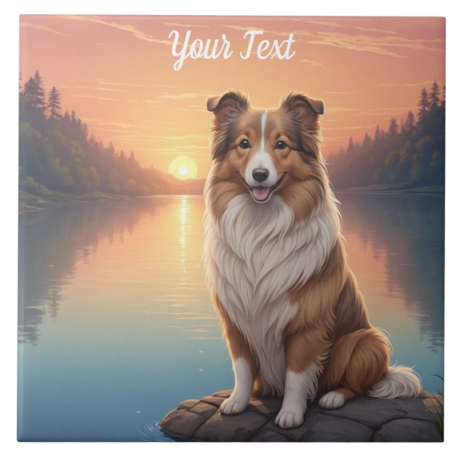 Carreau Collie par le lac (Devant)