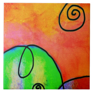 Carreau Colline colorée Abstraite peinture numérique