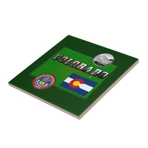 Carreau Colorado Texte, Drapeau, Sceau, Trimestre, Carte