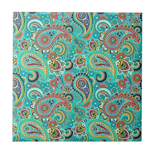 Carreau Coloré Floral Retro Paisley (Devant)