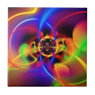 Carreau Coloré Fractal Neon Light Waves Carrelage céramiqu