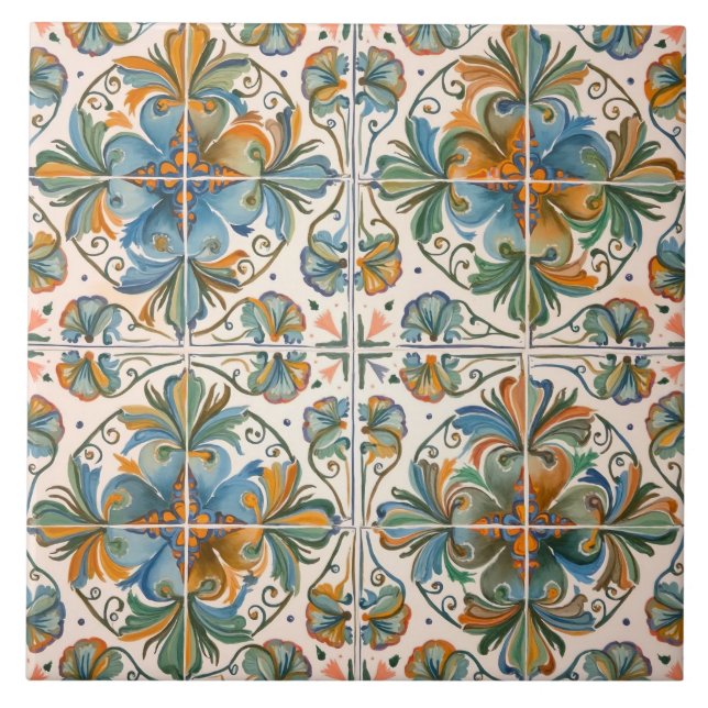 Carreau coloré, méditerranéen, mosaïque, (Devant)