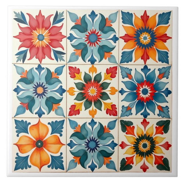 Carreau coloré, méditerranéen, mosaïque, (Devant)