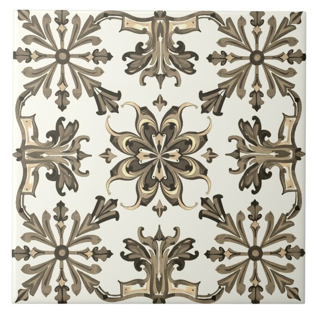 Carreau Coloré, Méditerranéen, mosaïque, vert, neutre, (Devant)