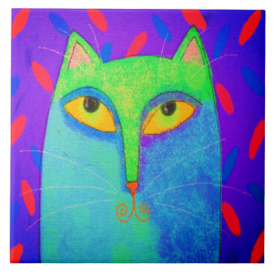 Carreau Colorful Abstrait Chat peinture numérique