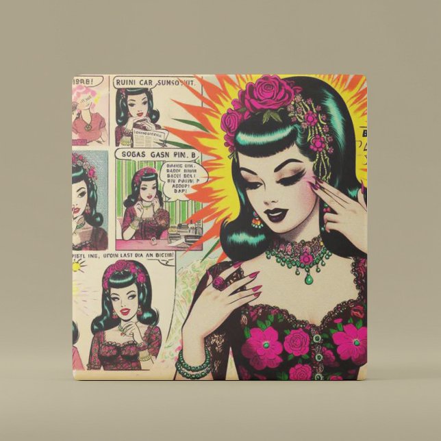 Carreau Comics vintage pour filles (Créateur téléchargé)