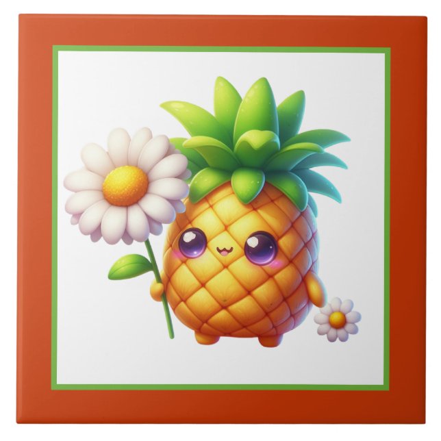 Carreau commerce artisanal maison fruit ananas céramique (Devant)