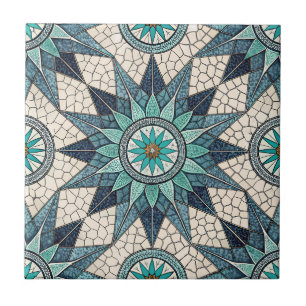 Carreau Compas Mosaïque Verre Teinté Indigo Sarcelle – Vit