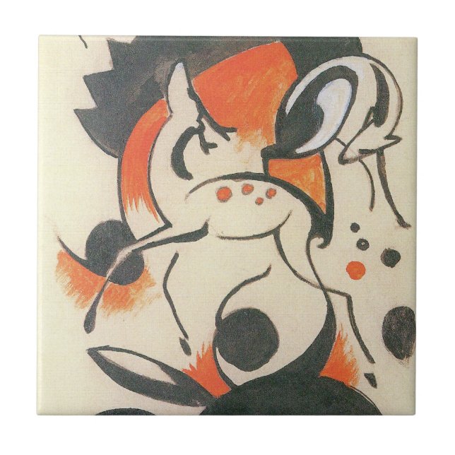 Carreau Composition avec deux cerfs par Franz Marc (Devant)