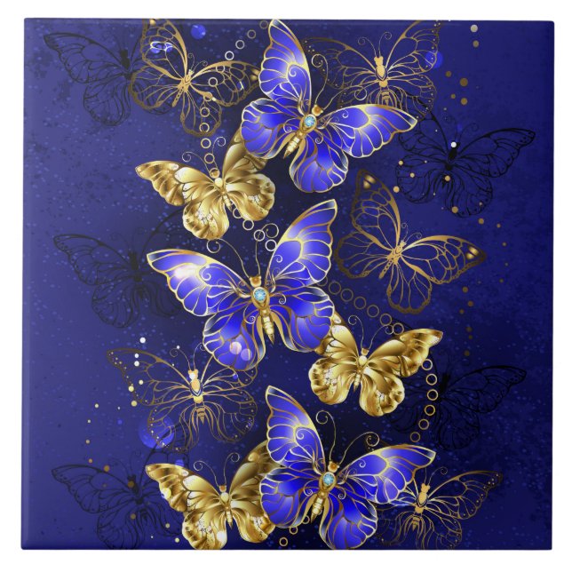 Carreau Composition avec les papillons Sapphire (Devant)