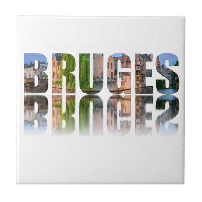 Carreau Composition de la photo texte de Bruges (Devant)