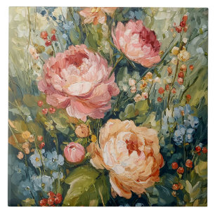 Carreau Composition florale luxuriante en fleurs