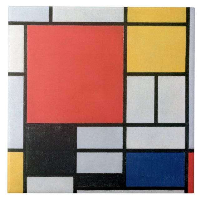 Carreau Composition Rouge, Jaune, Bleu, Noir, Mondrique (Devant)