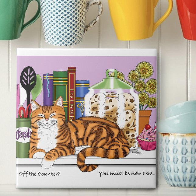 Carreau Comptoir de cuisine Orange Tabby Top Chat (Créateur téléchargé)