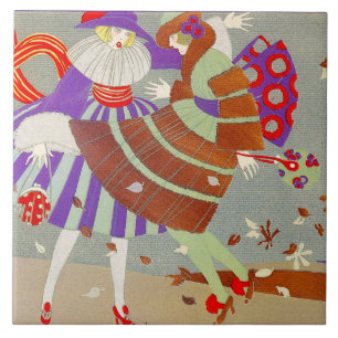 CARREAU CONCEPTEUR DE COSTUMES ET FEUILLES D'AUTOMNE / VEN
