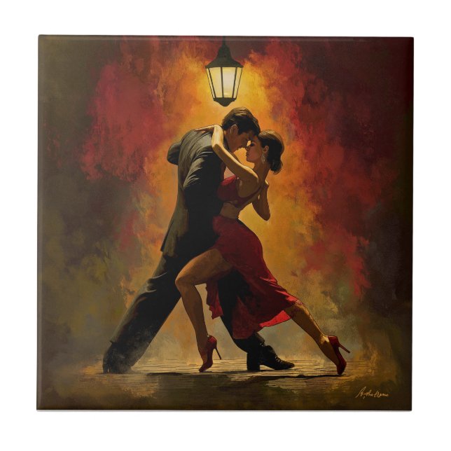 Carreau ✨Conception artistique romantique d'un couple de t (Devant)