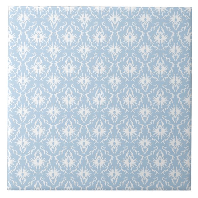 Carreau Conception blanche et bleu-clair de damassé (Devant)