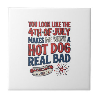 Carreau Conception de chemise patriotique de hot-dog drôle