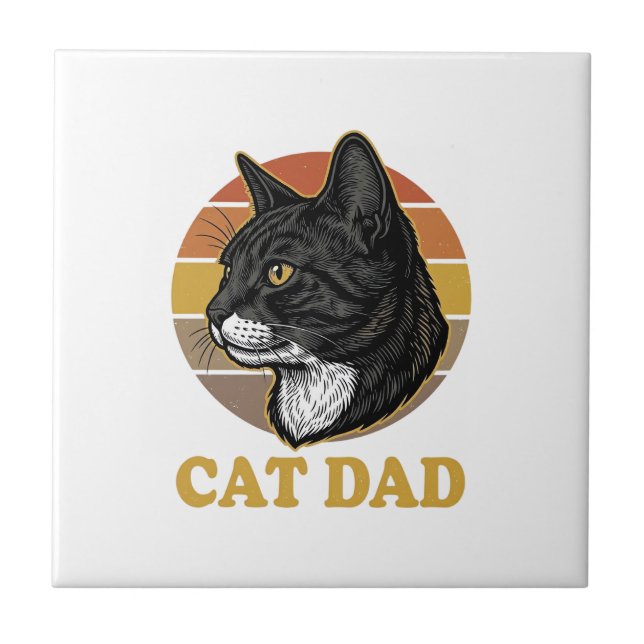 Carreau Conception de chemise pour papa de chat rétro Vint (Devant)