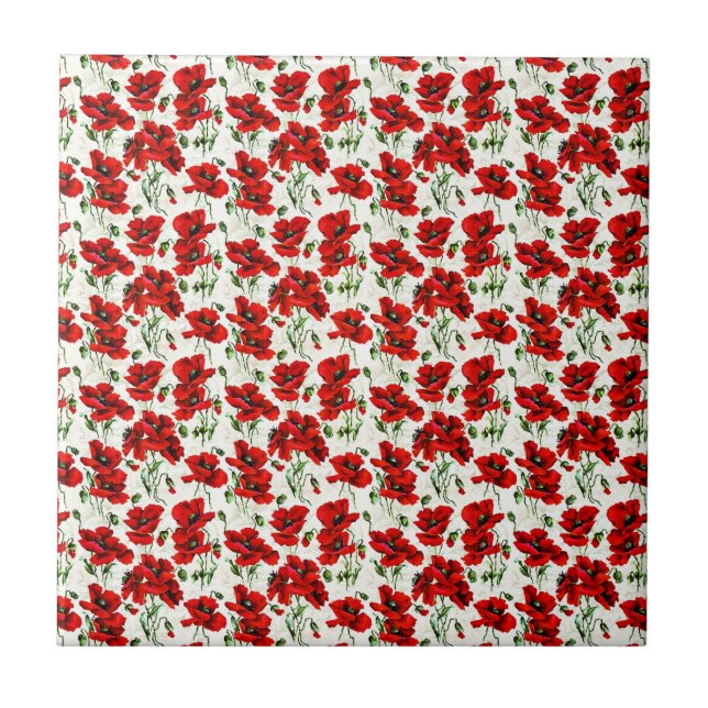 Carreau Conception de coquelicot rouge (Devant)