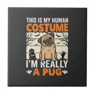 Carreau Conception de costume humain drôle de pug Hallowee