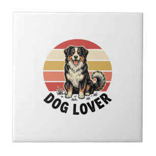 Carreau Conception de coucher de soleil de chien mignon gr