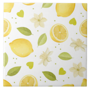 Carreau Conception de design aquarelle Citrons & Fleurs